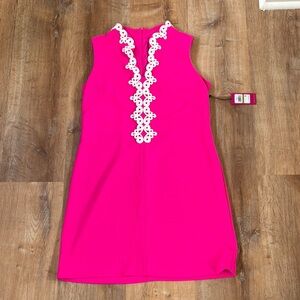Pink Sleeveless Dress with White Lace Detail women’s size 14 Vince Camuto